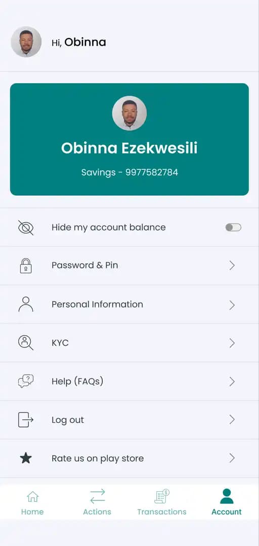 cloudbank account screen mobile